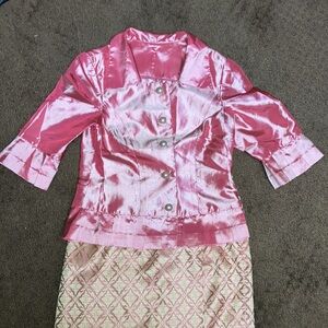 Thai blouse with long skirt, handmade & bought in Thailand SMALL, NWOT NEW